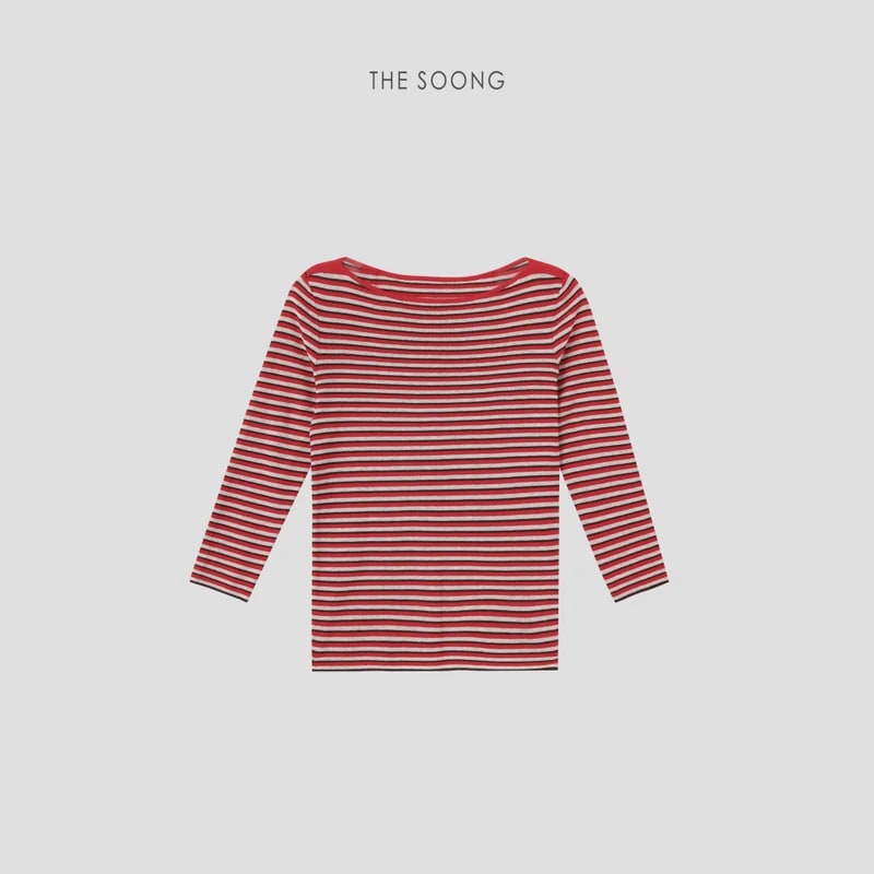 THESOONG “Tide Texture” Acetate Cotton Lightweight Boat-Neck Top - 9103 view 7