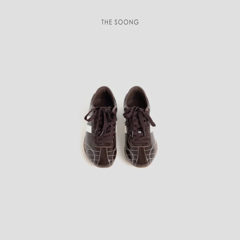 THESOONG “Mocha Brown” Glossy Soft Leather Trainers - 9398 view 1
