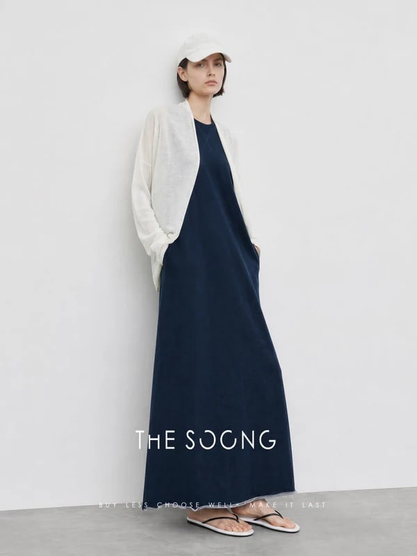 THESOONG Relaxed Draped Collarless Textured Knit Cardigan - 9329 view 4