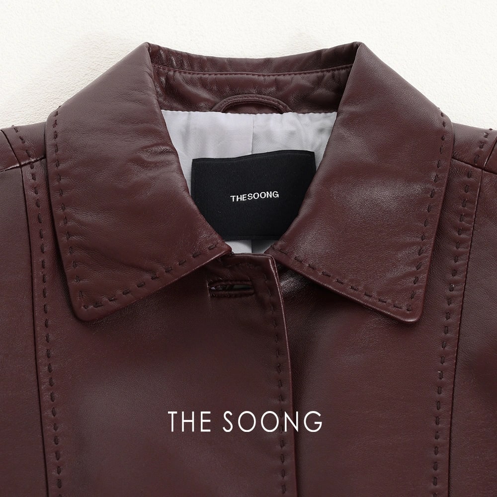 THESOONG “Cherry Red” Vintage Handmade Lambskin Leather Jacket - 9146 view 13