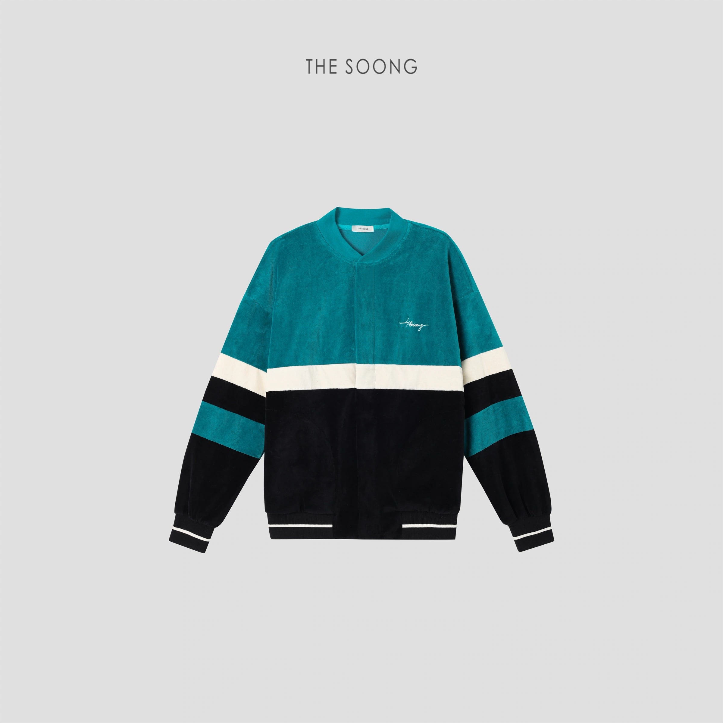 THESOONG “90s Vintage” Velvet Contrast Oversized Baseball Jacket - 9019 view 1
