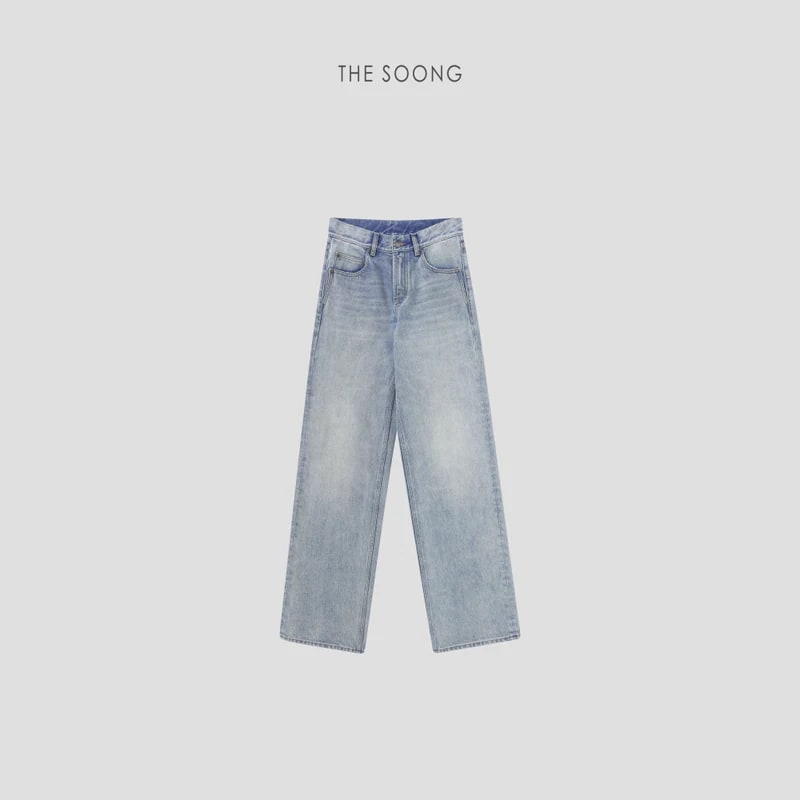 THESOONG Straight-Leg Denim Trousers in Light Blue