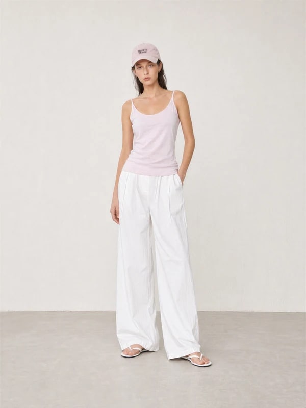 THESOONG 100% Slub Cotton Spaghetti-Strap Camisole Top-9204 alternate view