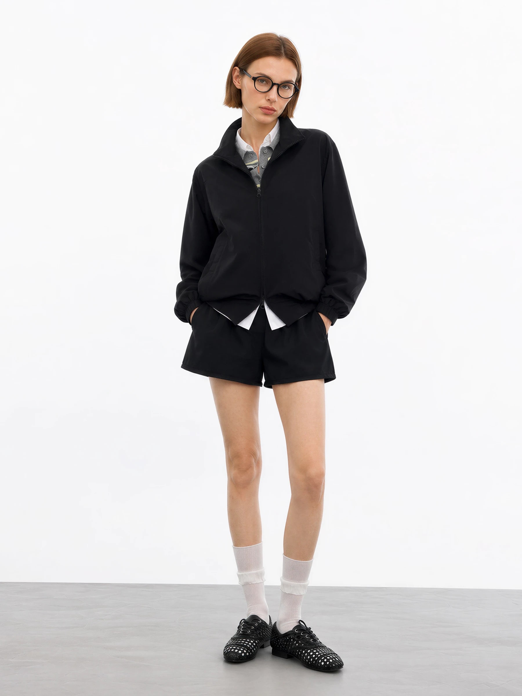 THESOONG “Silent Jacket” Black Stand-Collar Windproof Jacket - 7573 view 7