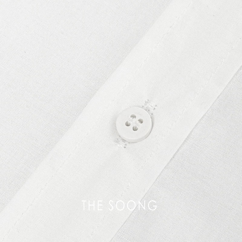 THESOONG Minimalist White Mulberry Silk Long-Sleeve Shirt view 7