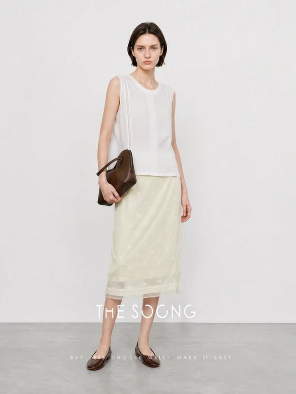 THESOONG Linen Sleeveless Vest Summer Crewneck Relaxed Top -9385 view 2