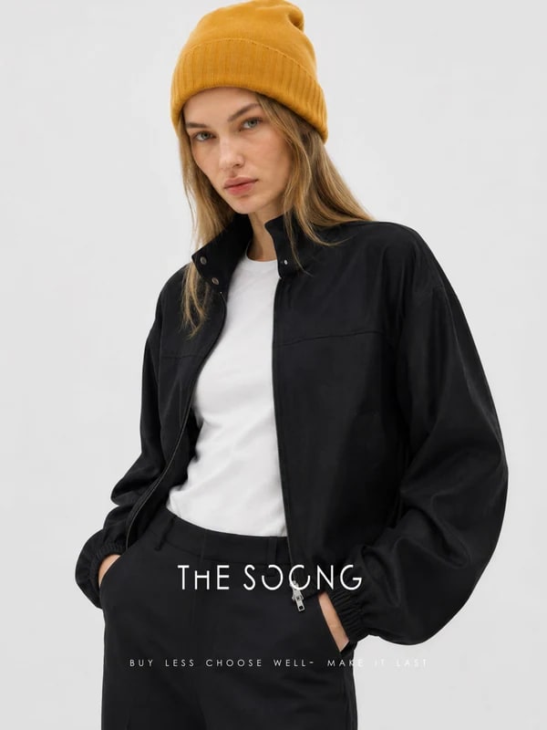 THESOONG “Bass Jacket” Relaxed Zip-Up Stand-Collar Cropped Jacket - 9142 view 5