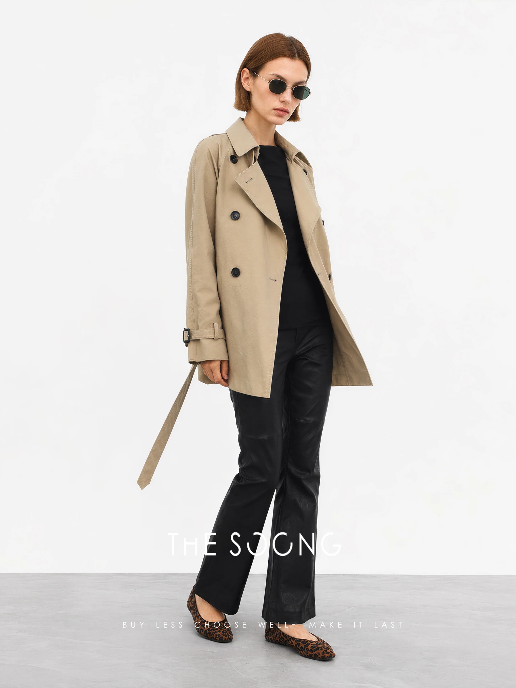 THESOONG “Matte Edge” British Lambskin Mid-Rise Flared Leather Pants - 9145 view 9