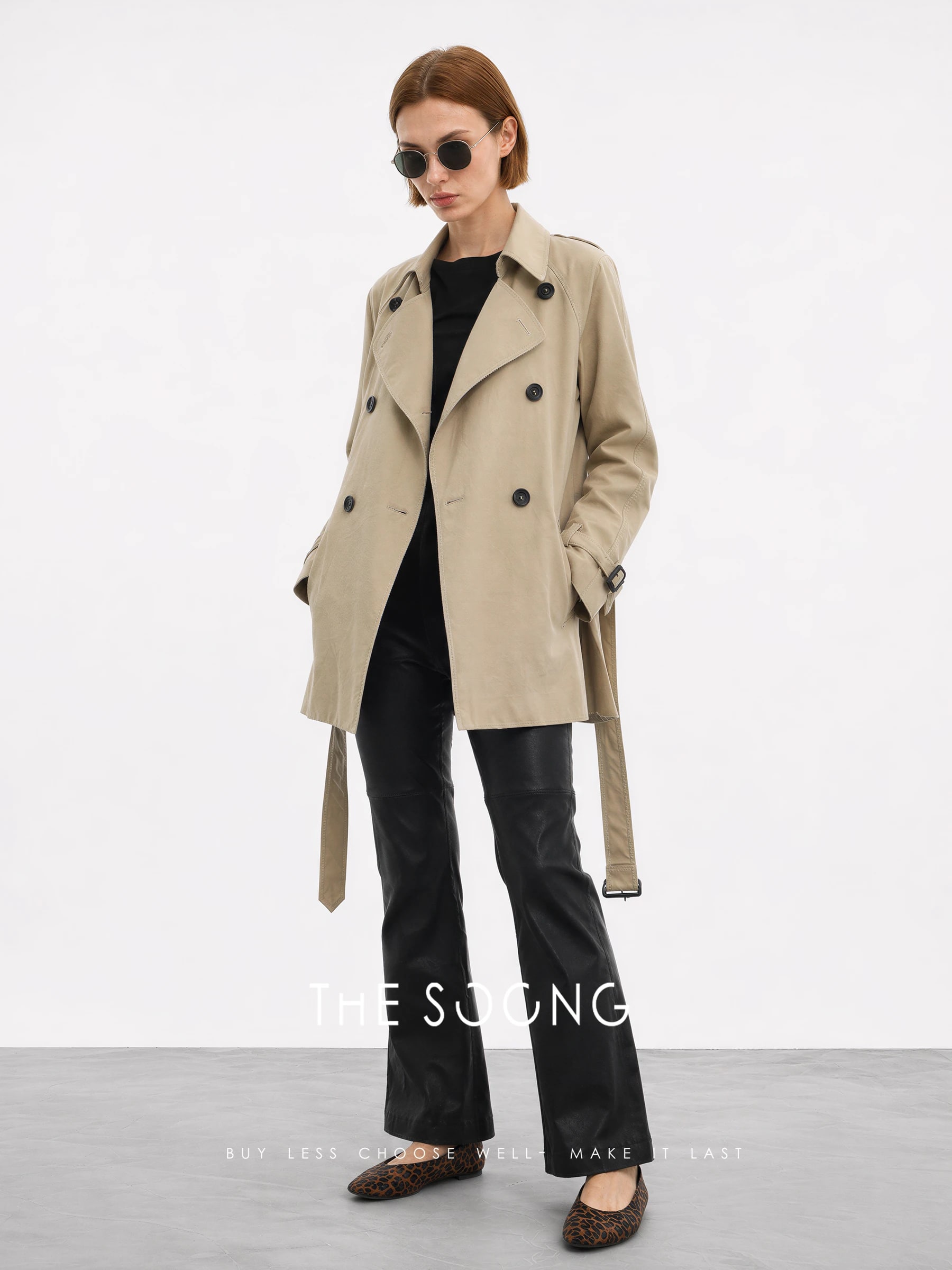 THESOONG “Matte Edge” British Lambskin Mid-Rise Flared Leather Pants - 9145 view 8