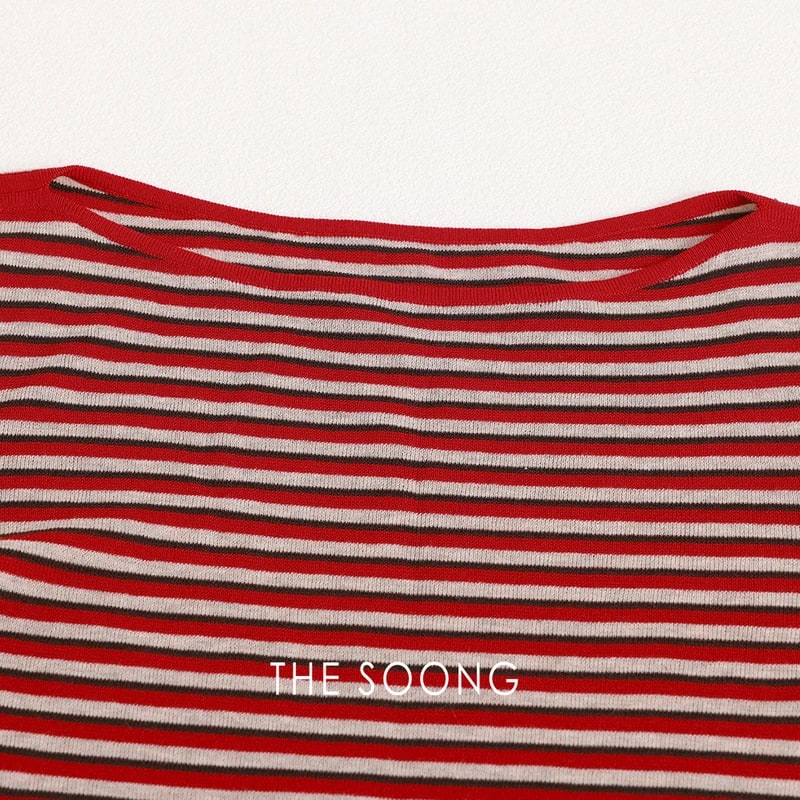 THESOONG “Tide Texture” Acetate Cotton Lightweight Boat-Neck Top - 9103 view 9