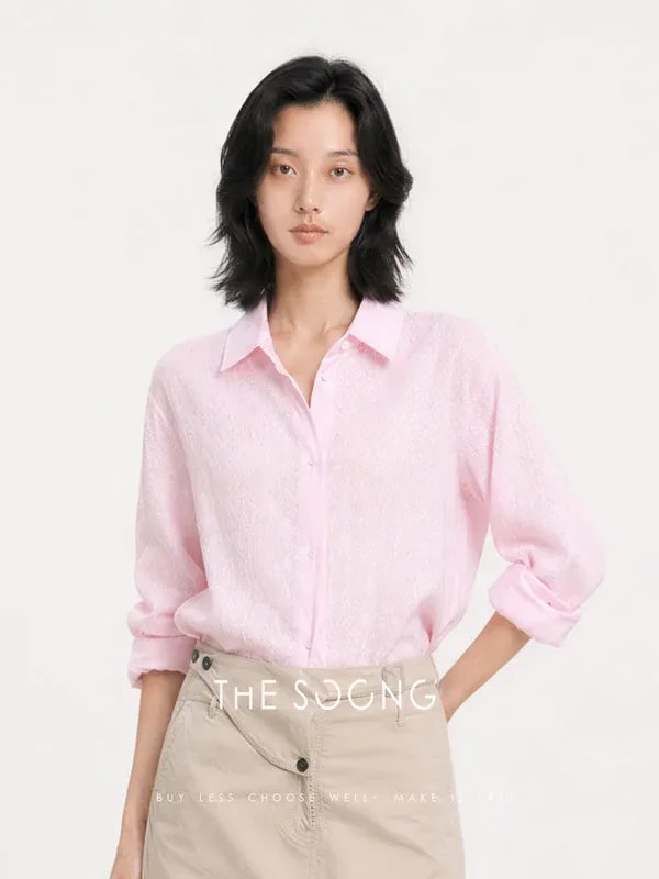 THESOONG Quiet Luxury 100% Linen Textured Collared Shirt - 8846 view 6