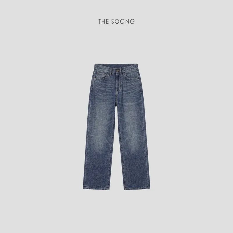 THESOONG Acetate Tri-Blend Mid-Rise Straight Jeans - 8254