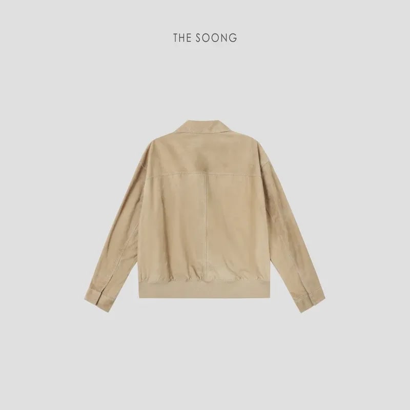 THESOONG “Jianghe” Imported Sudan Lambskin Cropped Leather Jacket - 9141 view 8