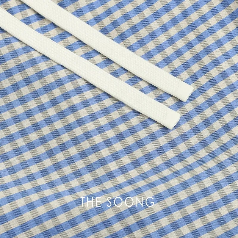 THESOONG Blue & White Check Wide-Leg Pants -9372 view 8