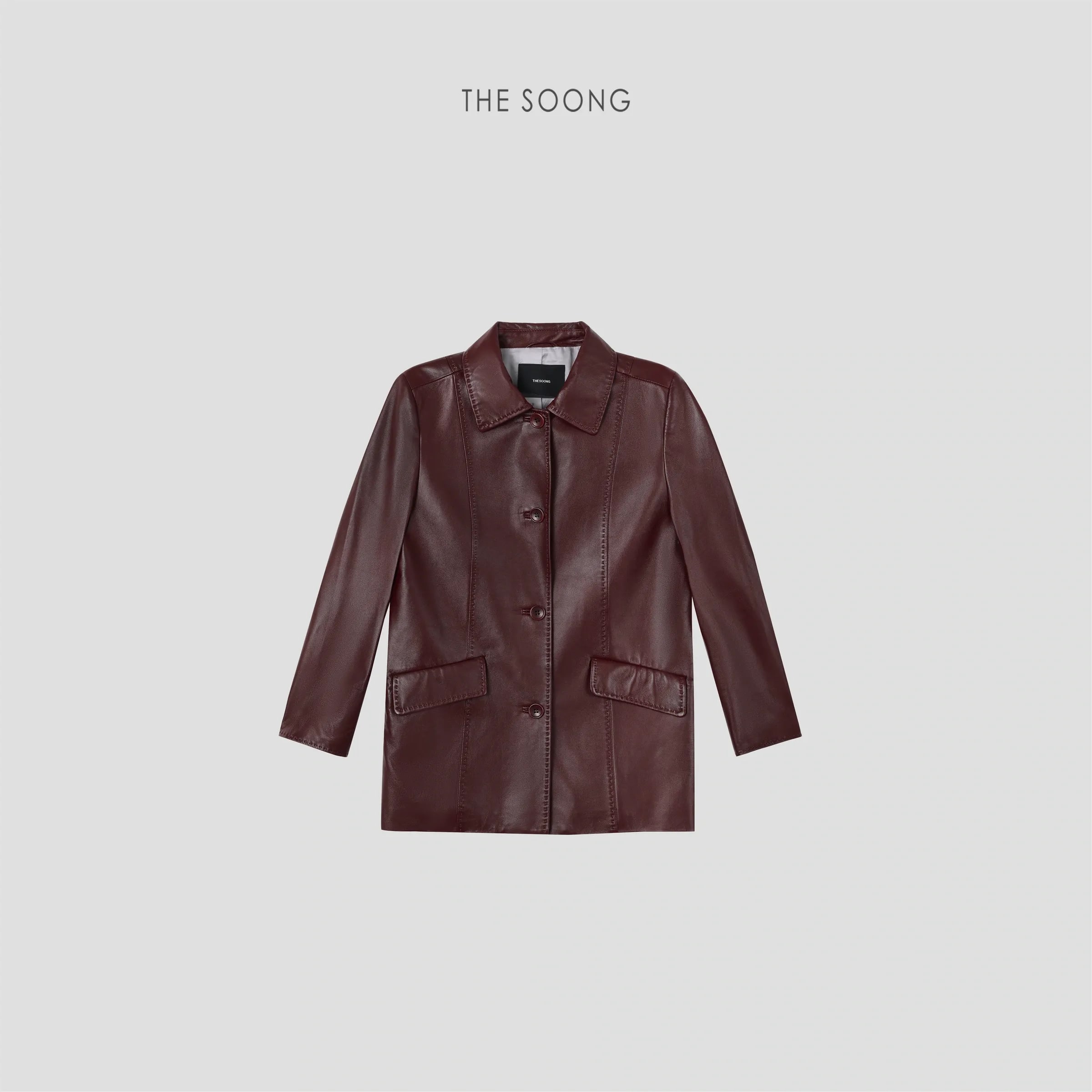 THESOONG “Cherry Red” Vintage Handmade Lambskin Leather Jacket - 9146 view 1