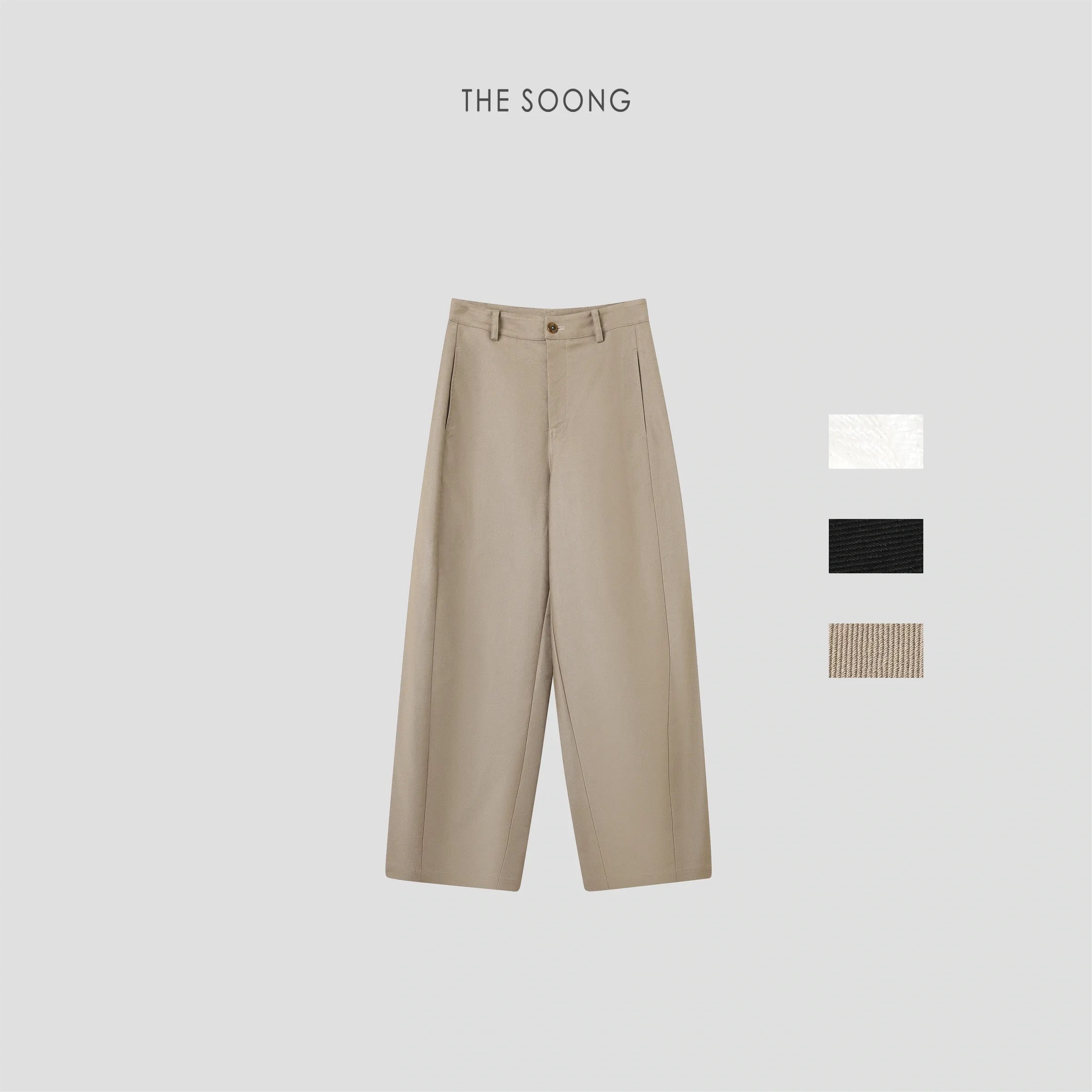 THESOONG “Clean Line Pants” Mid-Low Rise Barrel-Leg Casual Pants - 6882 view 1