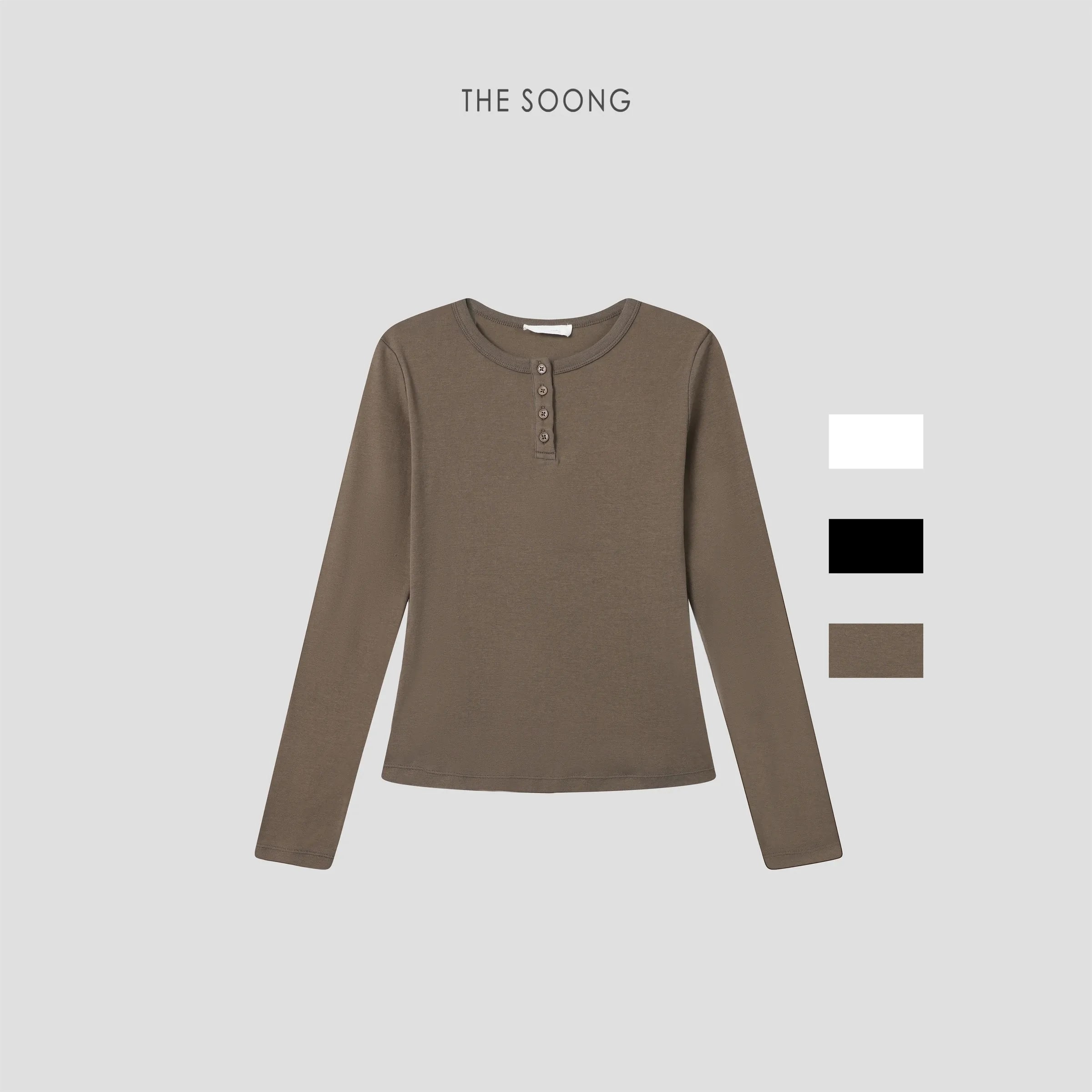 THESOONG Minimal Henley Long-Sleeve Top - 9436