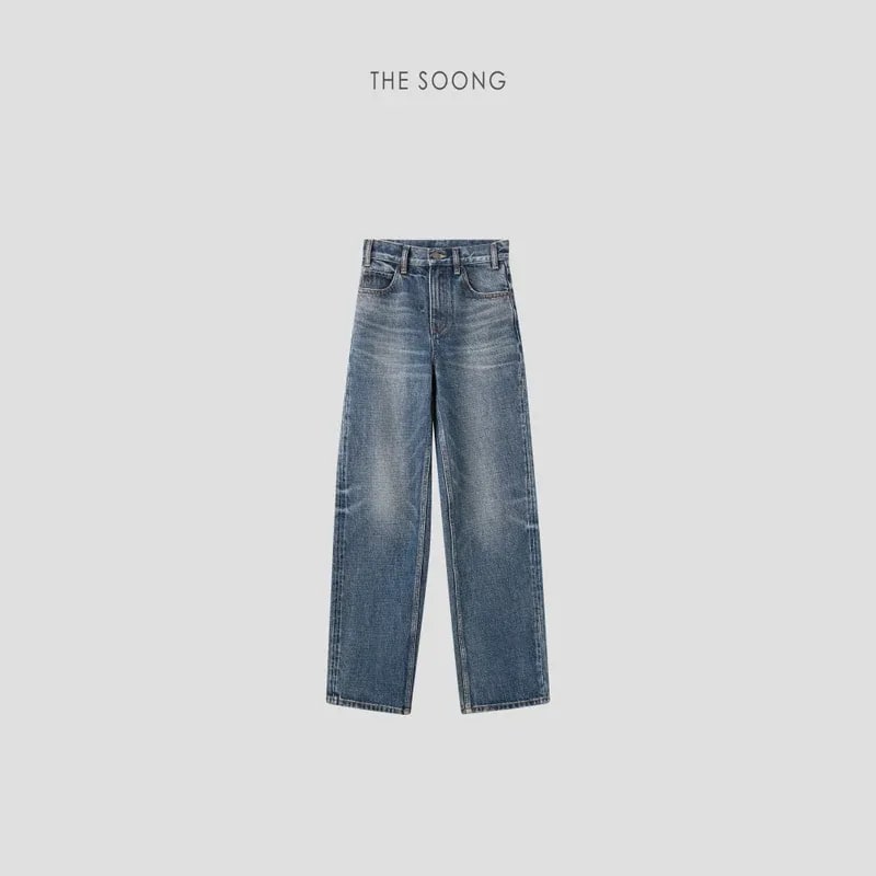 THESOONG クラシック ハンドブラッシュド・ヒゲ加工 ノンストレッチ ジップ ストラクチャード M