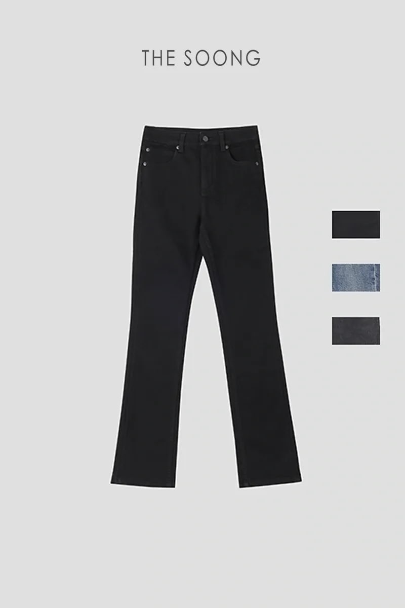 THESOONG “Black Long Straight” Washed Stretch Denim Pants - 3520 view 1