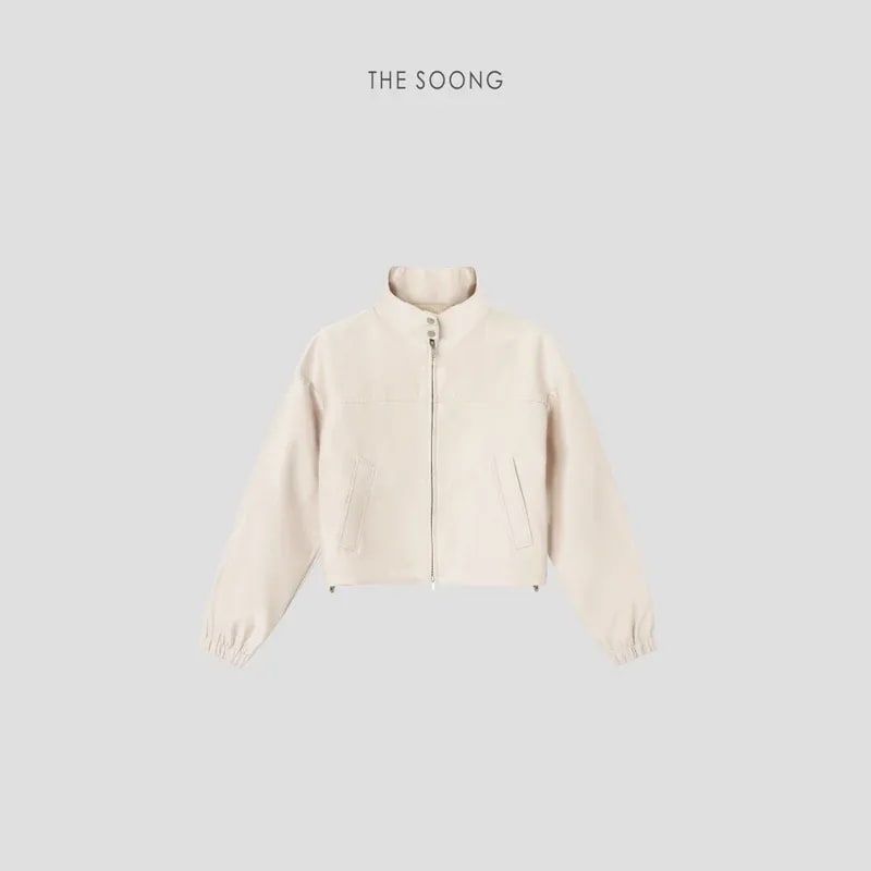 THESOONG “Bass Jacket” Relaxed Zip-Up Stand-Collar Cropped Jacket - 9142 view 9