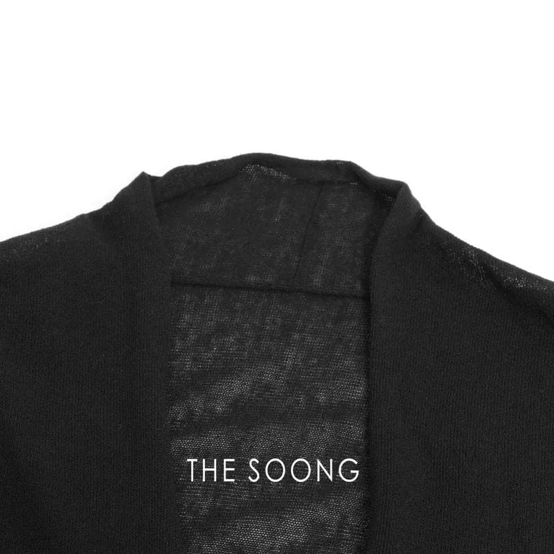 THESOONG Relaxed Draped Collarless Textured Knit Cardigan - 9329 view 10