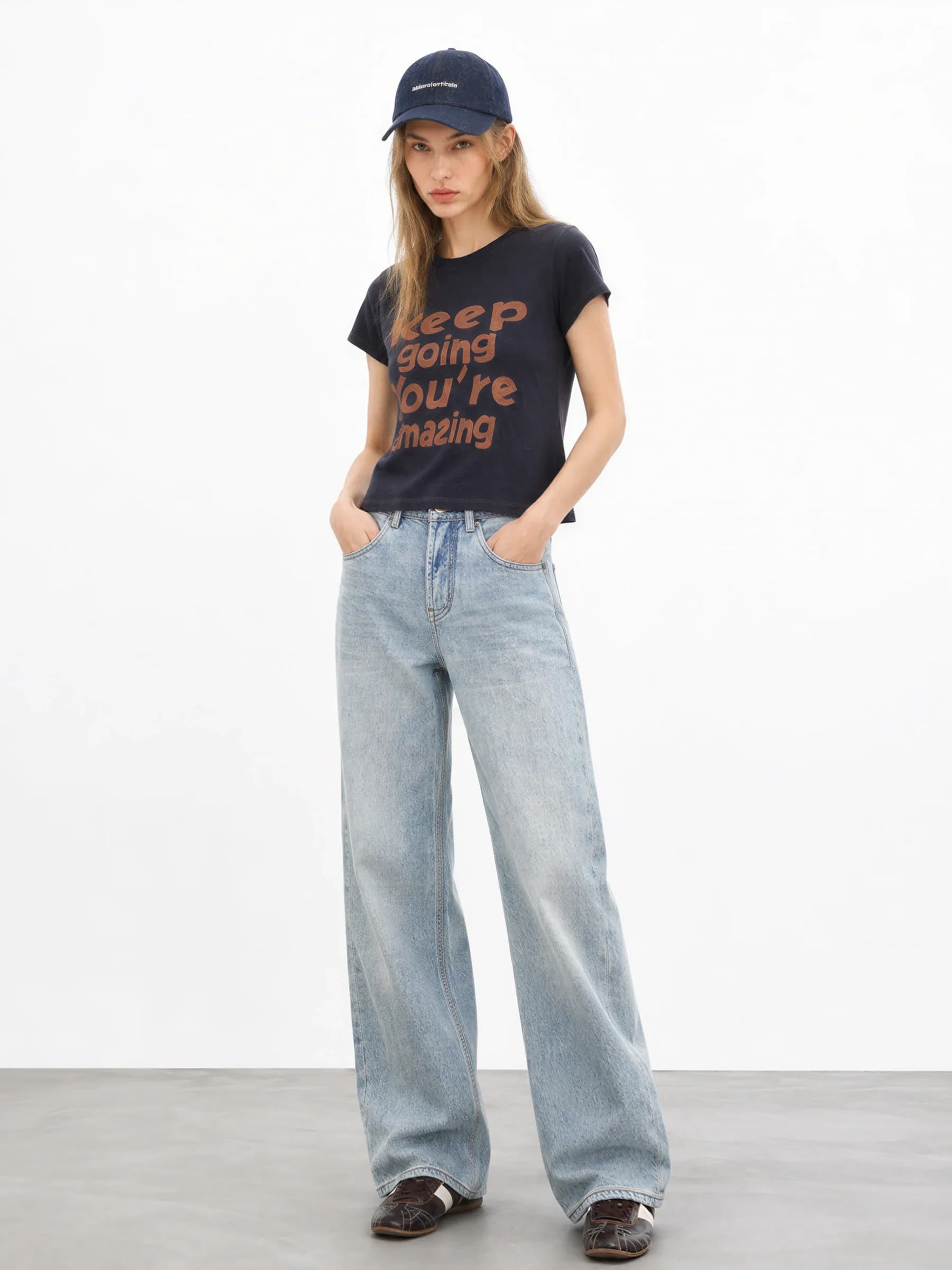 THESOONG Relaxed Cotton-Linen Contrast-Stitch Cropped T-Shirt - 8807 view 11