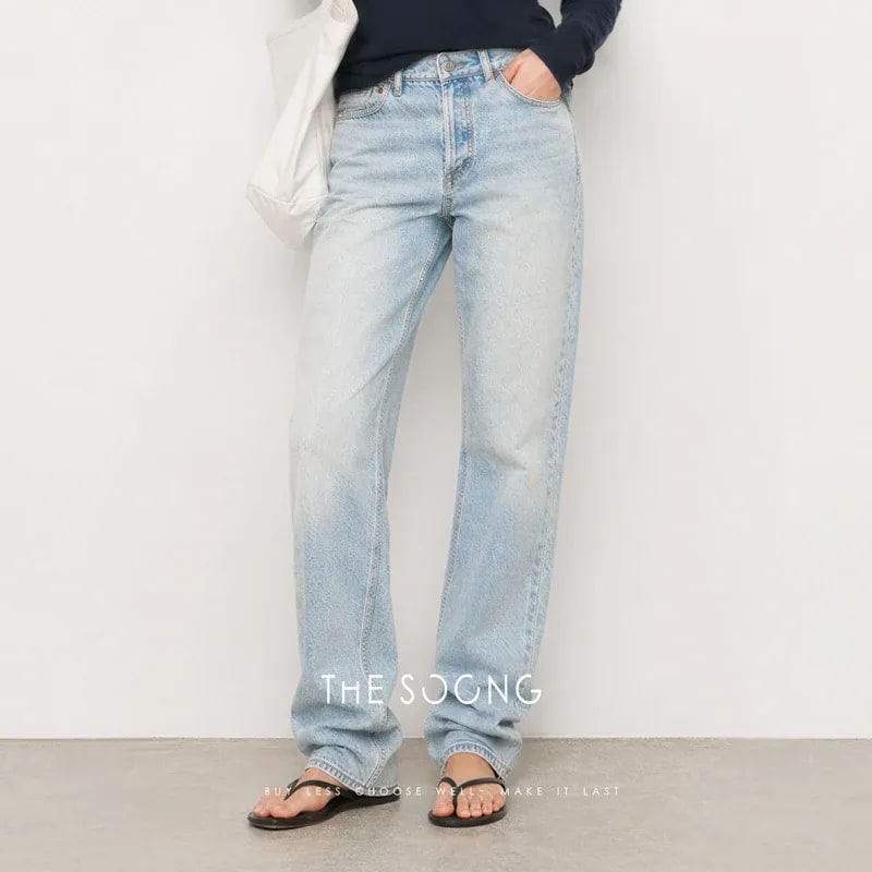 THESOONG 90s Vintage Stonewashed High-Waist Tapered Jeans - 222656 view 3
