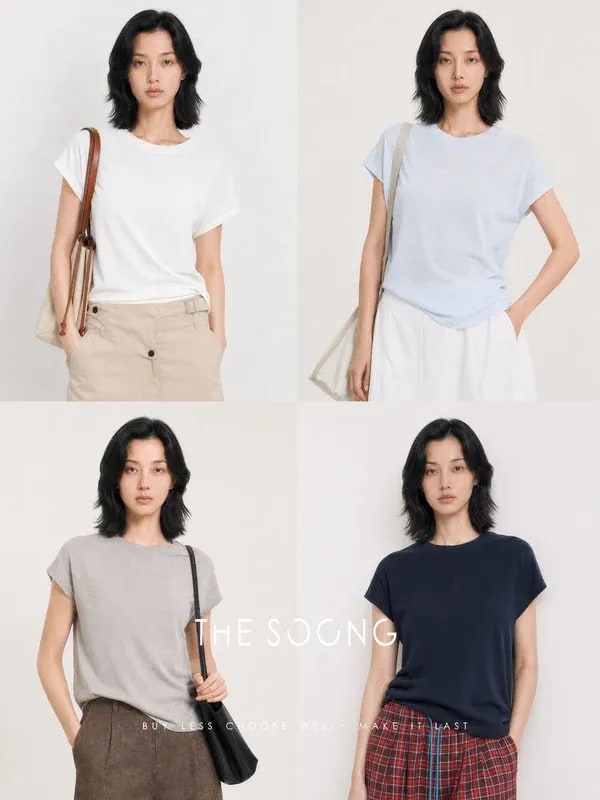 THESOONG リネンコットン混 スモールフラッタースリーブTシャツ alternate view