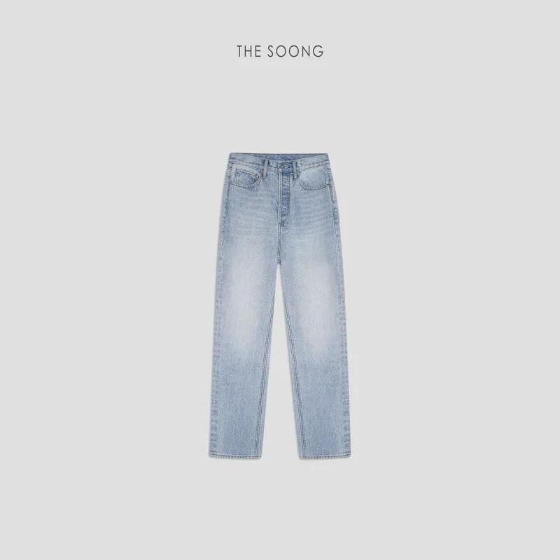 THESOONG 90s Vintage Stonewashed High-Waist Tapered Jeans - 222656