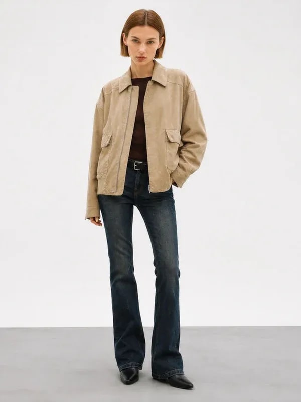 THESOONG “Jianghe” Imported Sudan Lambskin Cropped Leather Jacket - 9141 view 7