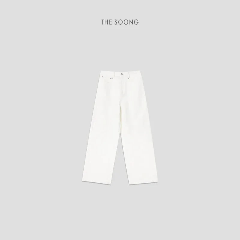THESOONG “Fresh White” Mid-Rise Relaxed Straight-Leg Jeans - 8478