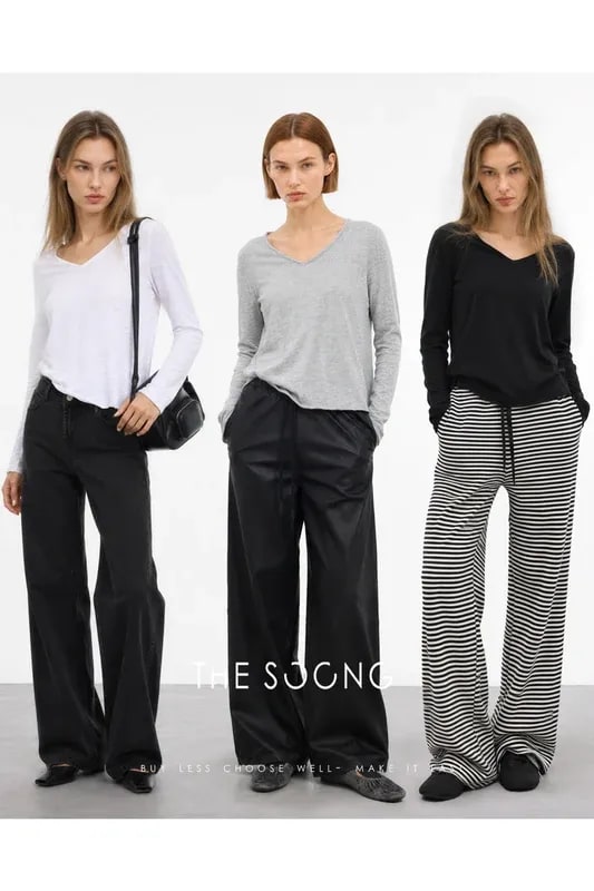 THESOONG “Snow Fleece” Soft Brushed Cotton V-Neck Long-Sleeve Top - 9047 alternate view