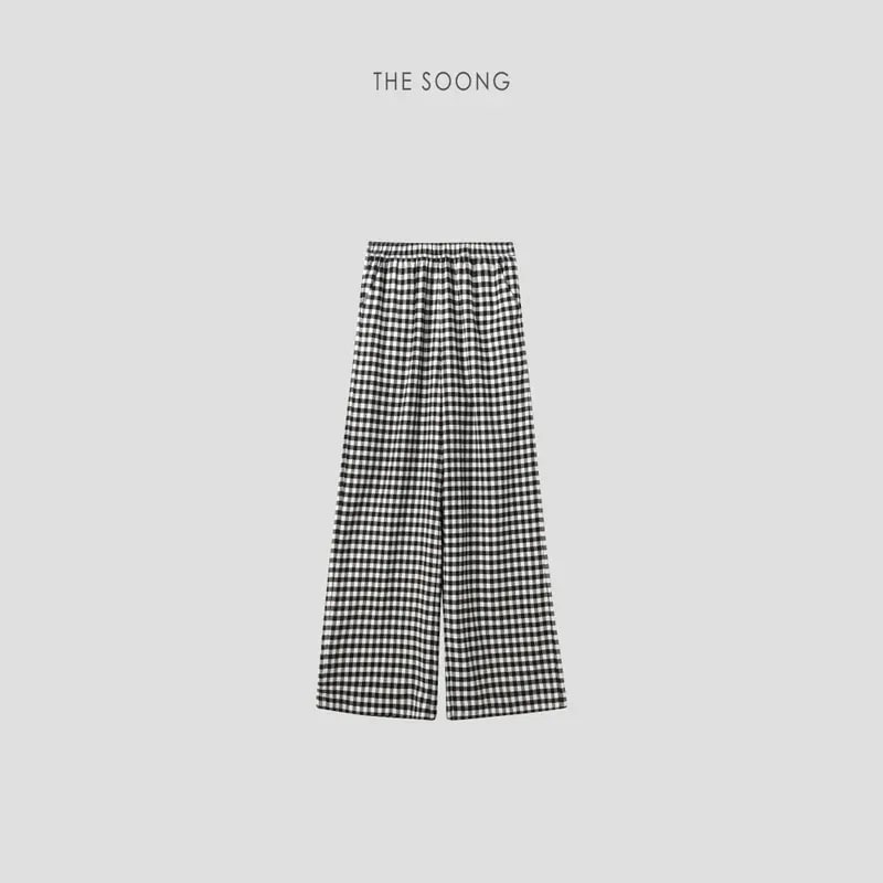 THESOONG Classic Black & White Check Elastic-Waist Pants - 6623 view 1