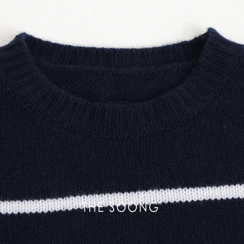 THESOONG 100% Cashmere Soft Striped Crewneck Sweater - 8982 view 9