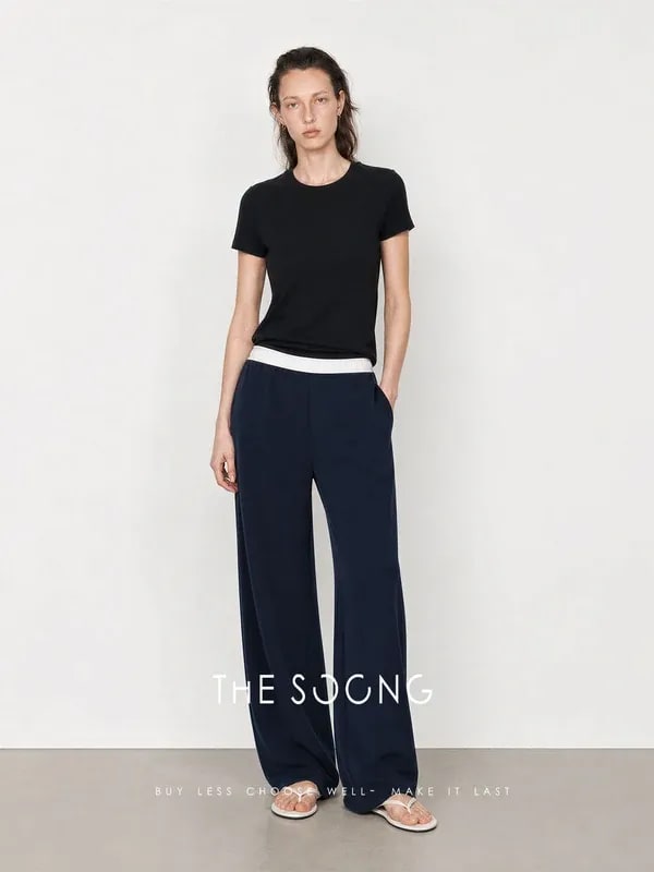 THESOONG Relaxed Mid-Rise Elastic-Waist Straight-Leg Pants - 4926 view 4