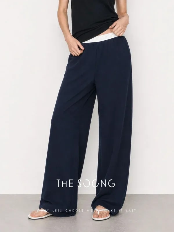 THESOONG Relaxed Mid-Rise Elastic-Waist Straight-Leg Pants - 4926 alternate view