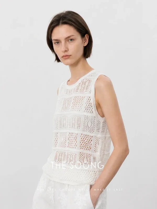 THESOONG “Cool-Touch Openwork” Fine-Knit Sleeveless Top - 9412 view 5