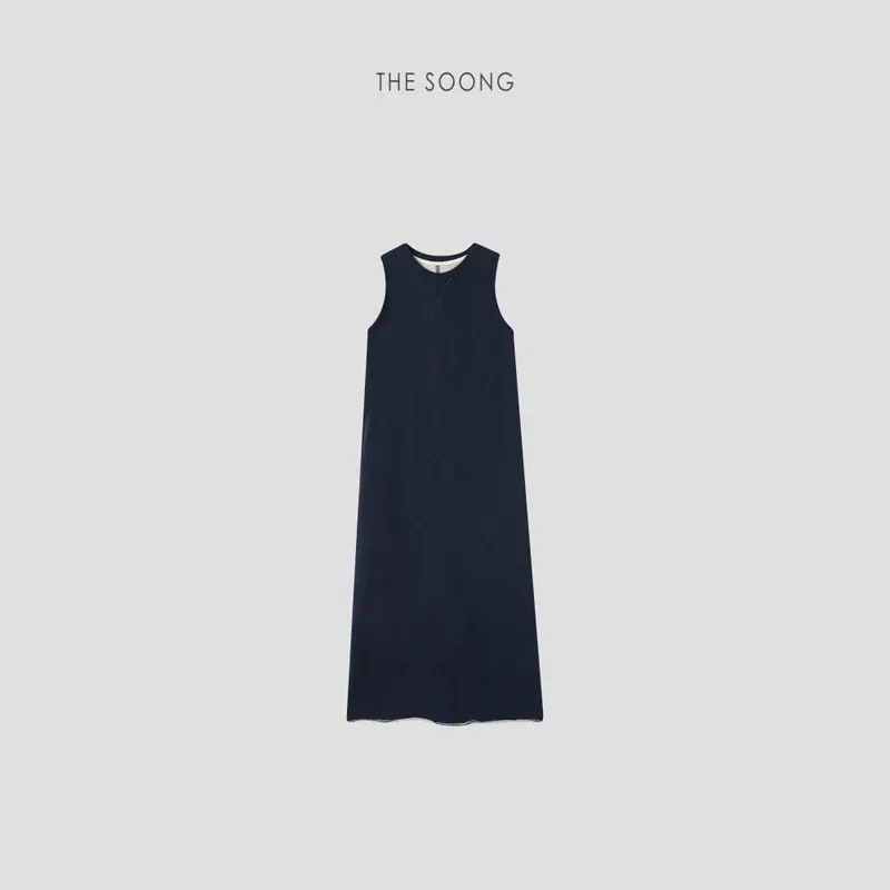 THESOONG 280G Cotton Sleeveless Straight Slit Maxi Dress - 9328 view 11