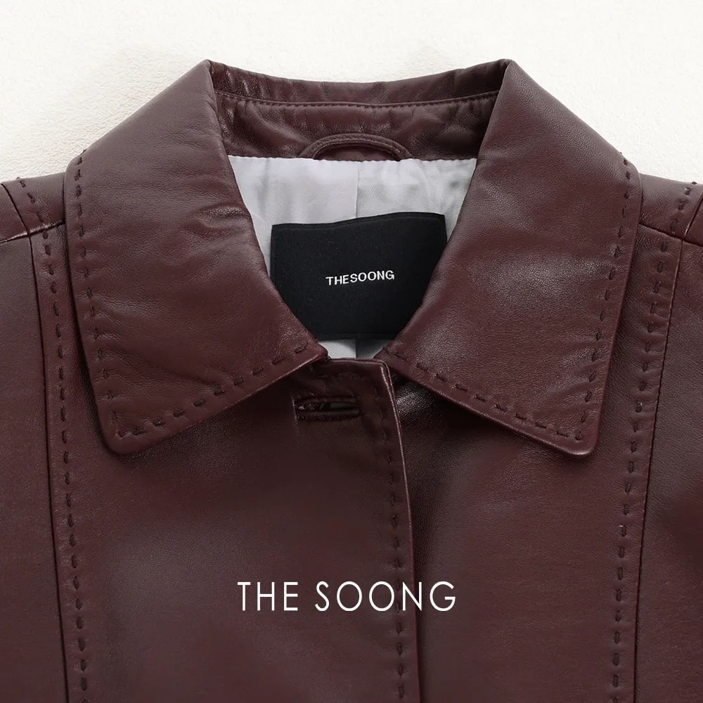THESOONG “Cherry Red” Vintage Handmade Lambskin Leather Jacket - 9146 view 13