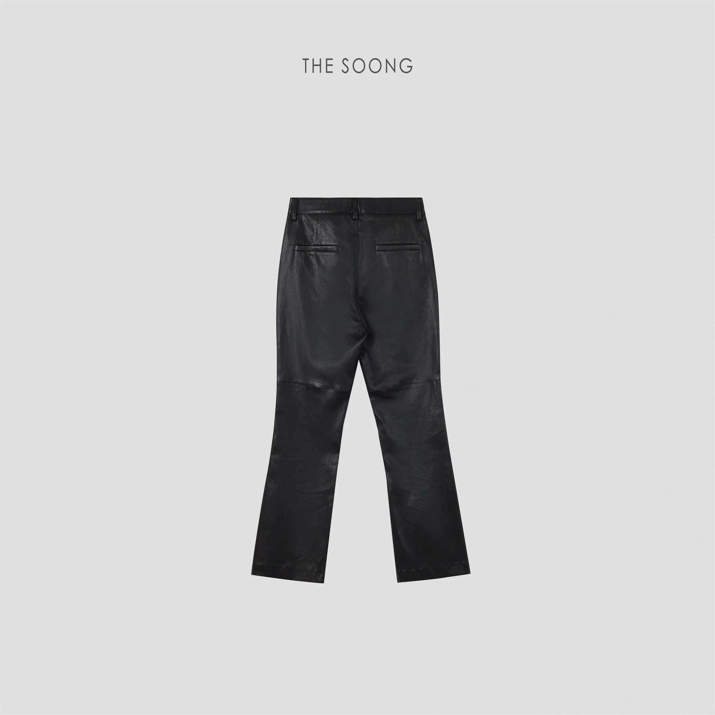 THESOONG “Matte Edge” British Lambskin Mid-Rise Flared Leather Pants - 9145 view 14