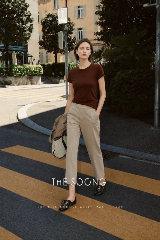 THESOONG Four-Way Stretch Mid-Rise Straight-Leg Cropped Black Pants - 6813 view 6