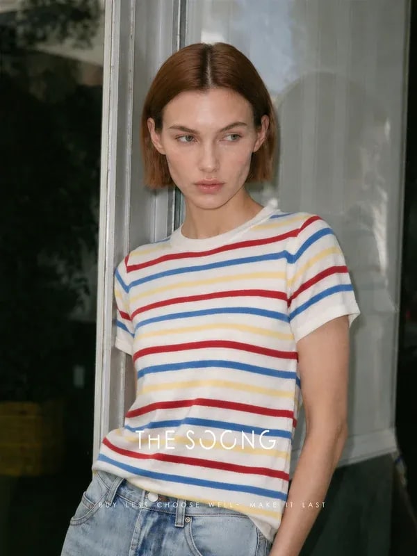 THESOONG Australian Wool Rainbow Stripe Knit Sweater - 9041 view 6