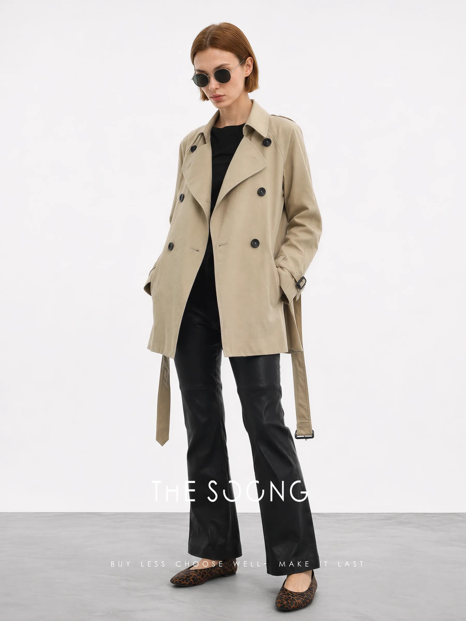 THESOONG “Matte Edge” British Lambskin Mid-Rise Flared Leather Pants - 9145 view 8