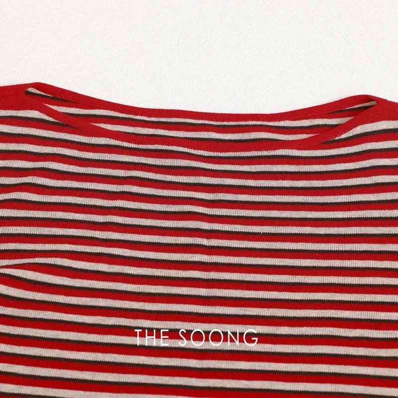 THESOONG “Tide Texture” Acetate Cotton Lightweight Boat-Neck Top - 9103 view 9