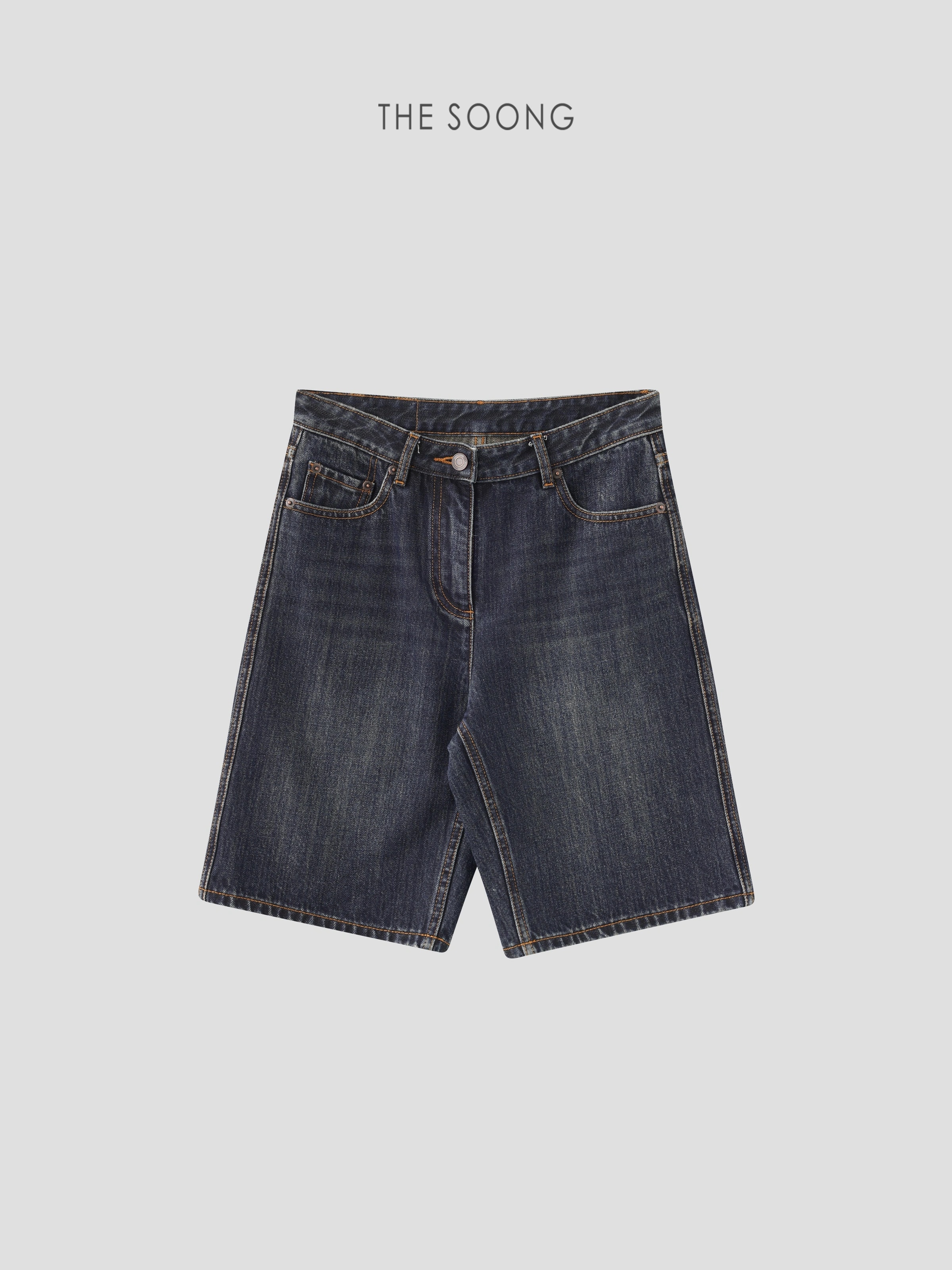 THESOONG "Boyish" Vintage-Washed Slub-Textured Straight Denim-7581