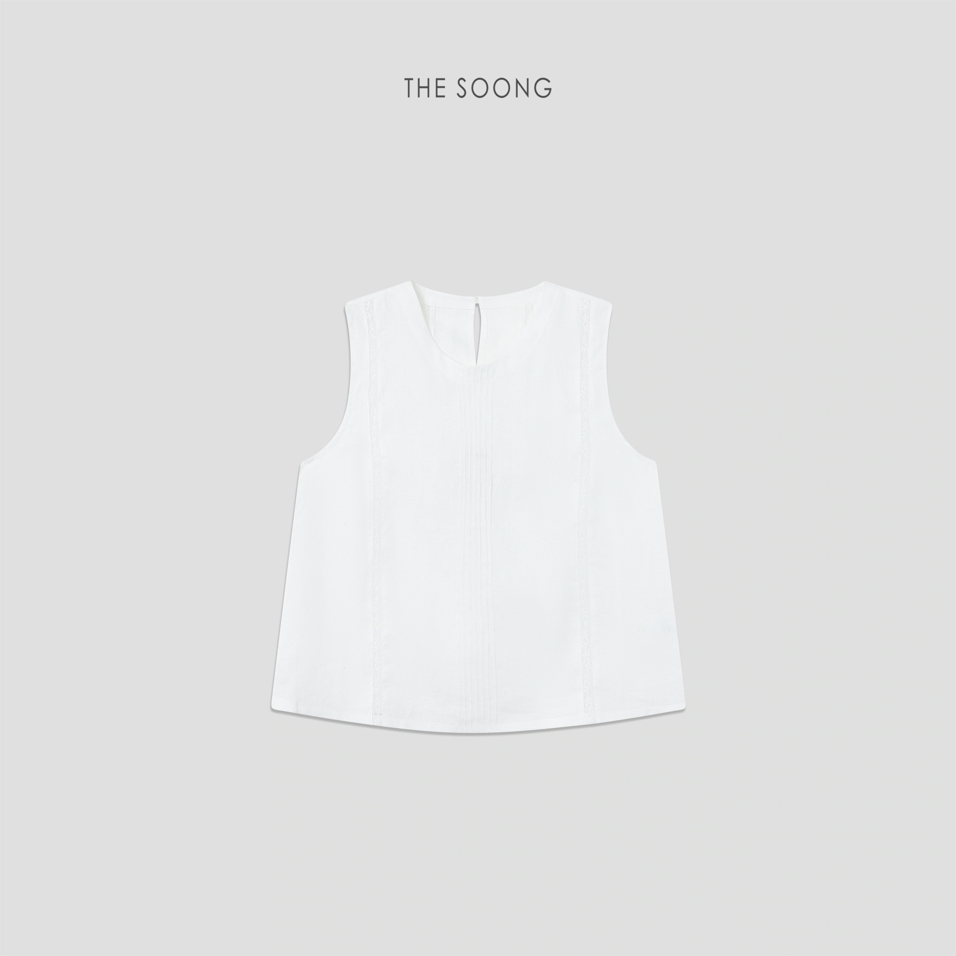 THESOONG Linen Sleeveless Vest Summer Crewneck Relaxed Top -9385