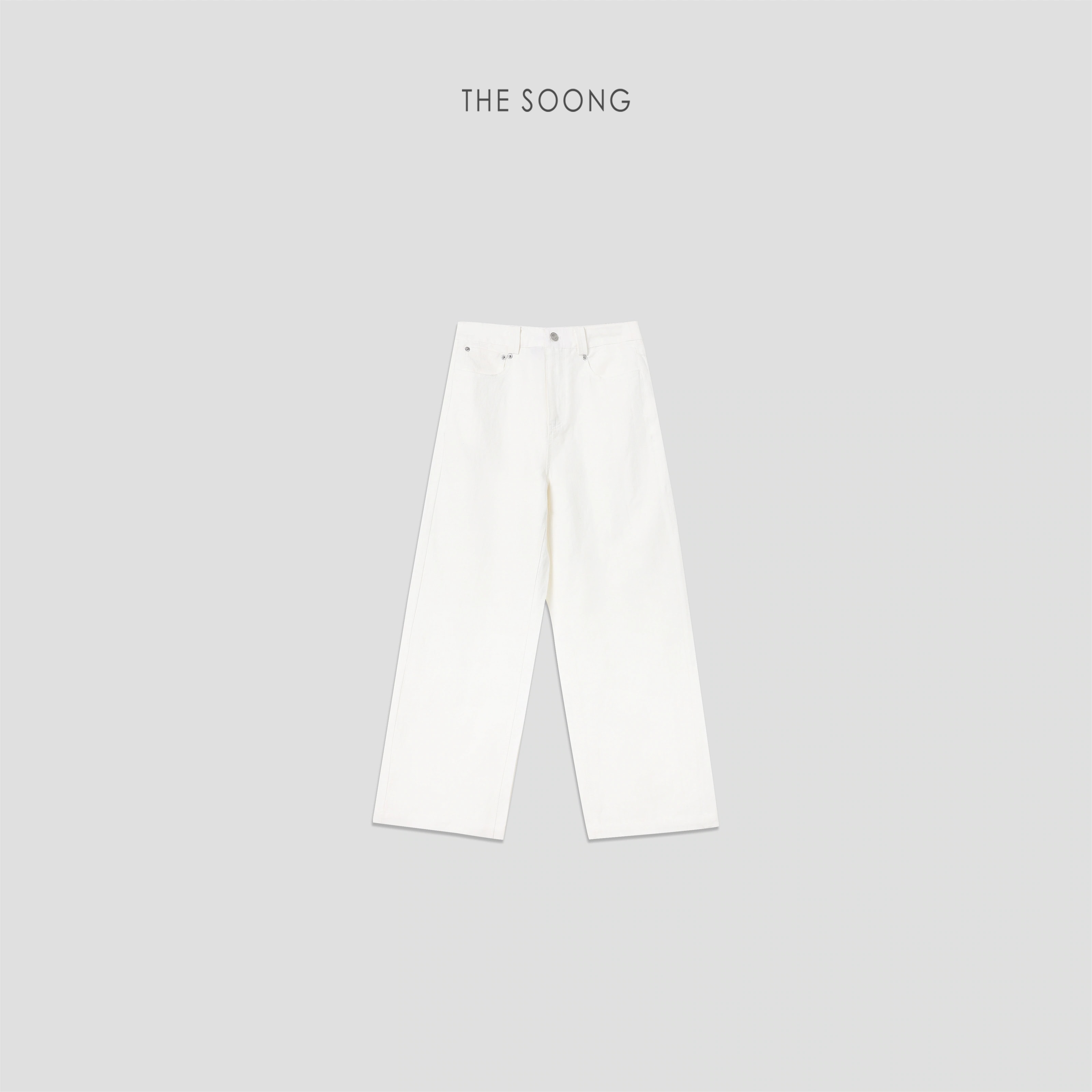 THESOONG “Fresh White” Mid-Rise Relaxed Straight-Leg Jeans - 8478