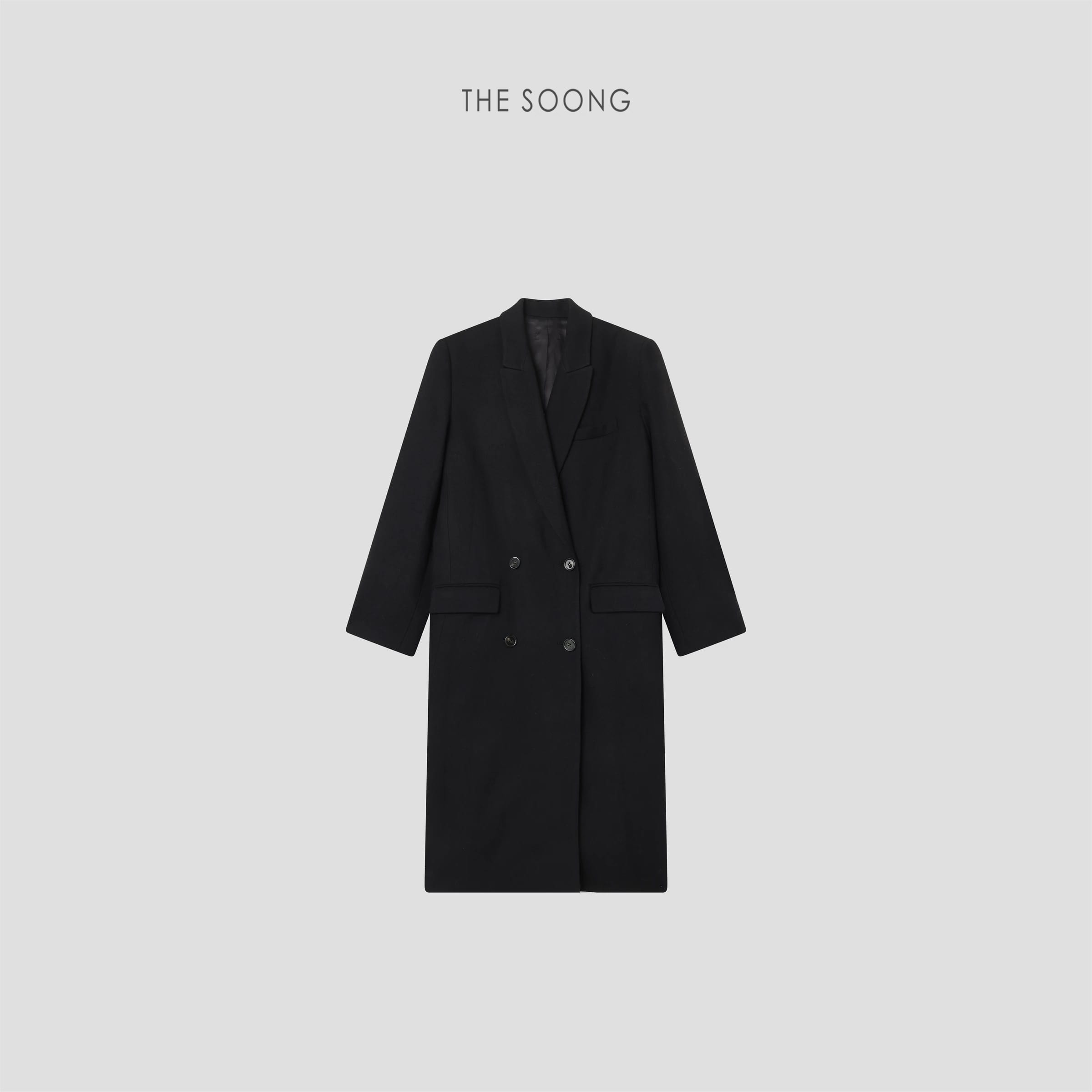 Classic Tailored Wool-Blend Black Suit Coat for Women