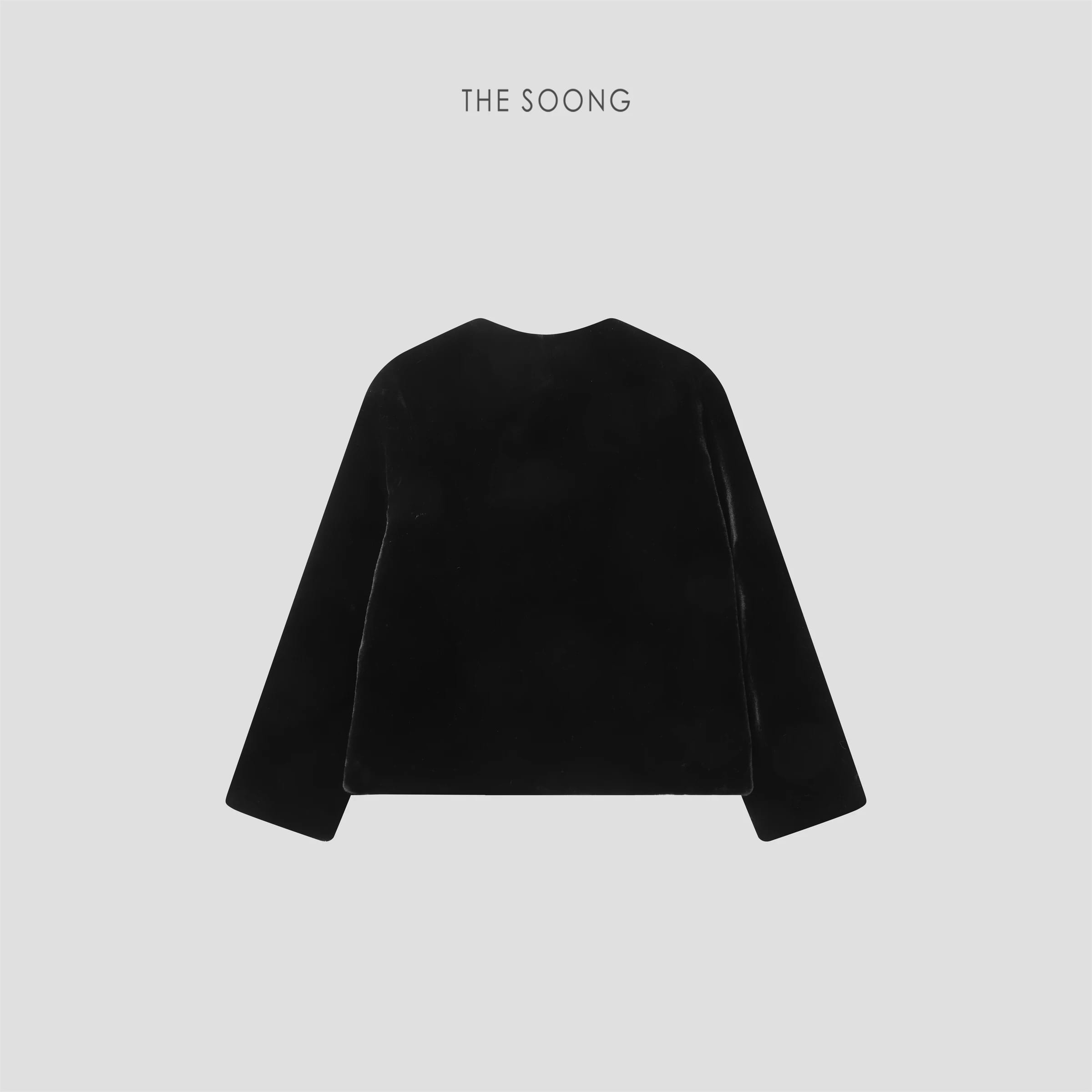 Faux Mink Jacket, Classic Black Crewneck Warm Outerwear alternate view