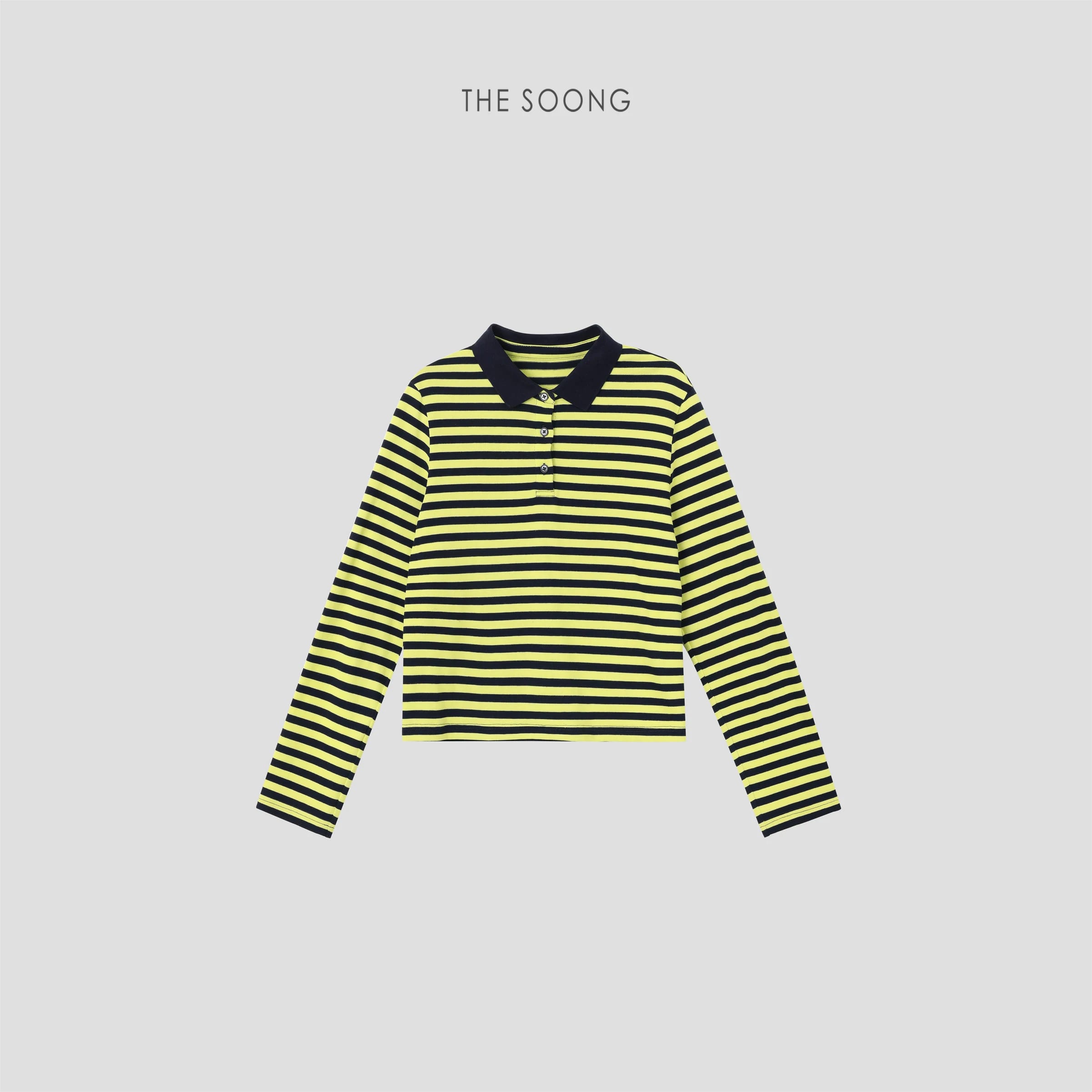 Women’s Striped Long-Sleeve Cropped Polo Shirt alternate view